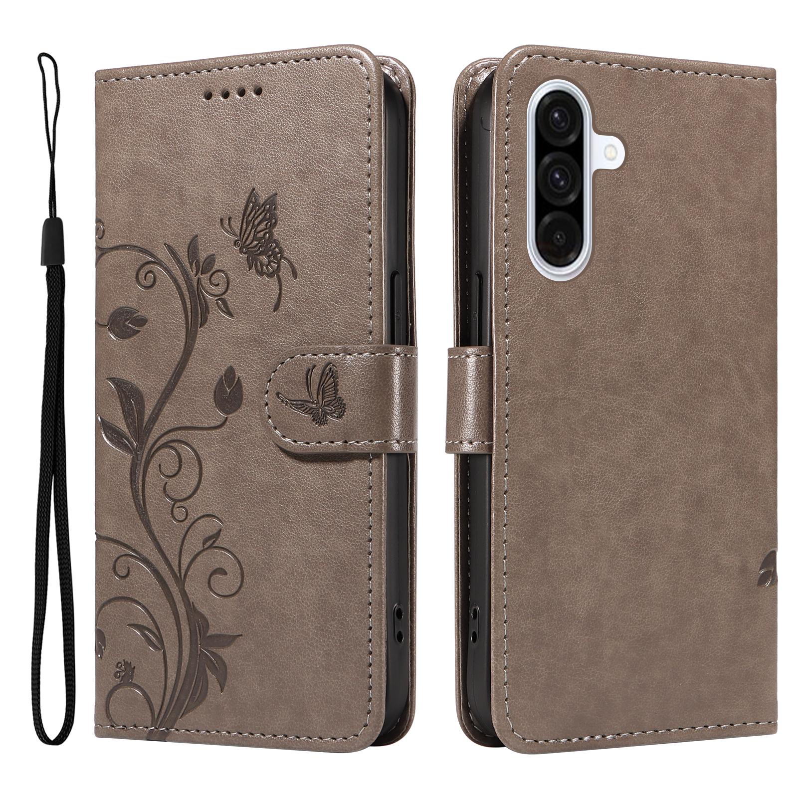 

For Samsung Galaxy A56 5G/M56 5G PU Leather Cases Flower Pattern Wallet Stand Phone Cover with Strap F