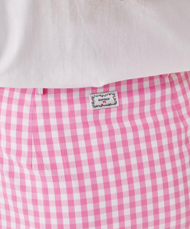 Ronron Torchon Lace Check Mini Skirt Pink