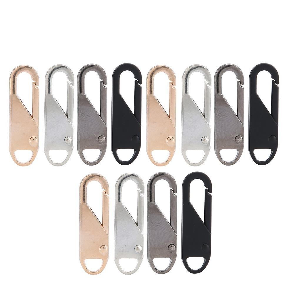 12pcs Detachable Metal Material Zipper Slider Head Oval Shape 4 Color Set Zipper Pull Tab Zipper Repair Kit For Backpacks