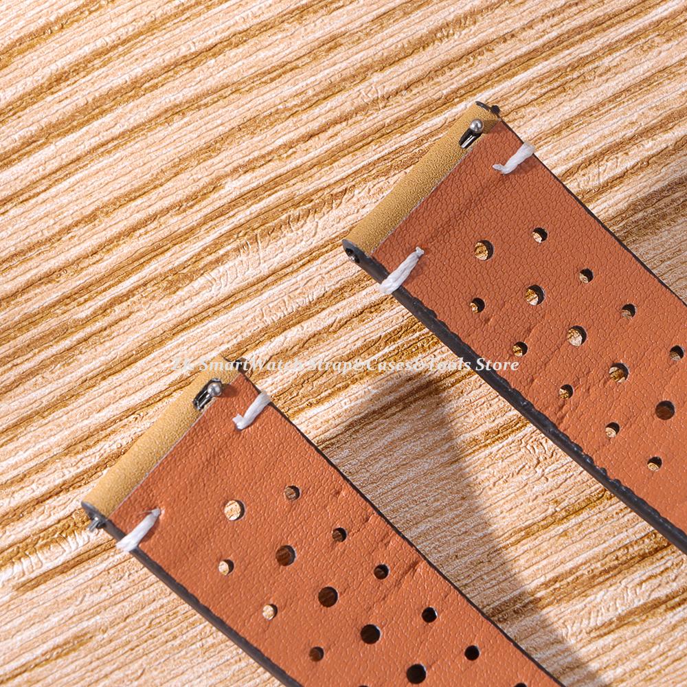 20mm 22mm Leather Wristband for Men Women Causal Breathable Watch Strap Brown Quick Release Bracelet for Seiko 5 for Huawei Gt3