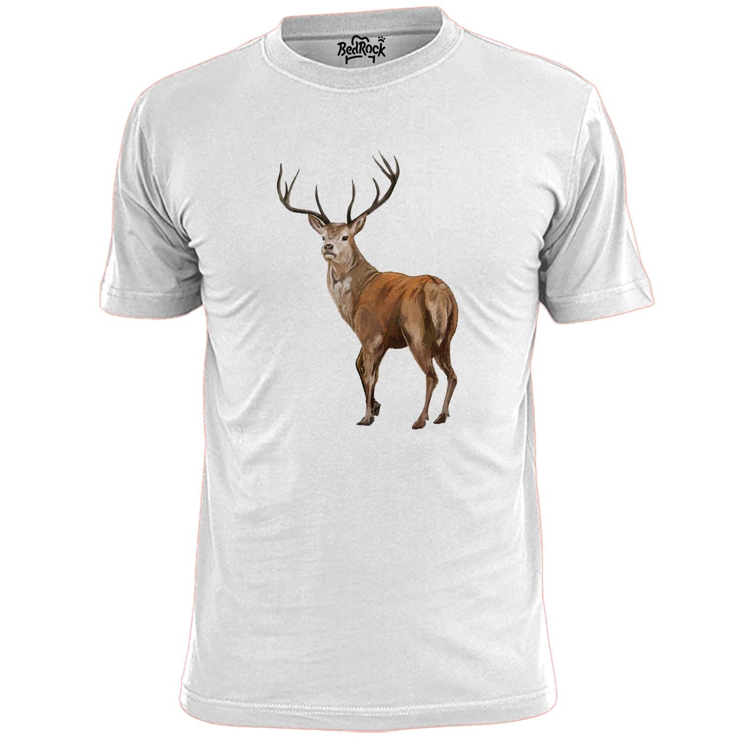 Mens Coloured Stag Wildlife T shirt Deer Moose XL