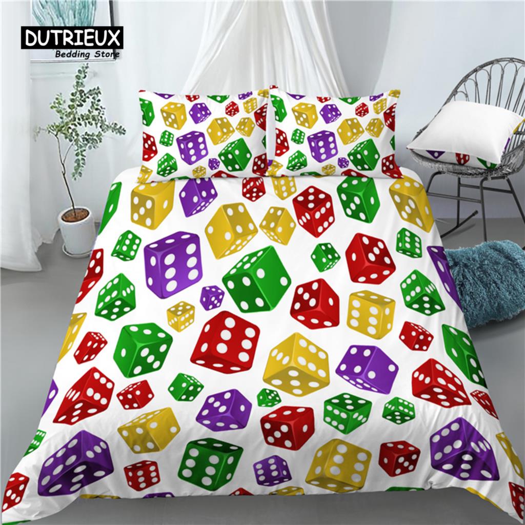 Luxury 3D Dice Print Home Living  2/3Pcs Comfortable Duvet Cover Set PillowCase Kids Bedding Set Queen and King EU/US/AU Size