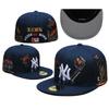 LA Dodgers Baseballkappe mit geschlossenem Rücken, bestickt, breiter Schirm, runde Krone, Fitted Hat