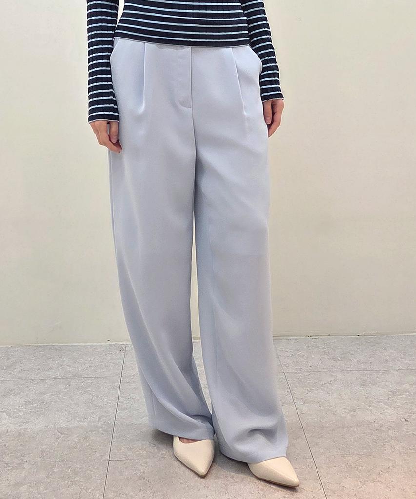 YUJEEOT Light Blue Single-Pleat Wide Pants