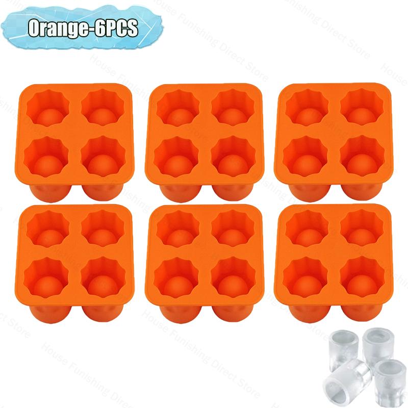 4 Cup Shape Silicone Ice Cube Mold Tray Summer Bar Party DIY Cold Drink Ice Compartment Mold Ice Cup Ice Cube Tray Kitchen Tool
