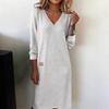 Macacão Vestido Longo Bodycon Decote V Feminino Primavera-Outono 2025