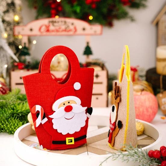 Christmas Gift Bags with Handles Santa Reindeer Snowman Holiday Tote Bag Thick Non-Woven Handbag Party Favor Bags for Kids Holiday Events