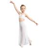 Kids Girls Lyrical Dance Pants Shiny Rhinestone Waistband Side Split Mesh Trousers for Stage Performance Competition