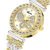 Butterfly Rhinestone Quartz Watch For Women Round Full Diamond Bezel Shell Dial Luxury Alloy Bracelet Elegant Party Waterproof Wristwatch