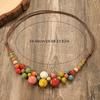 Collier Céramique Coloré Fait Main Multicouche Réglable Bohème Bohémien Choker Coloré Style Ethnique Bijoux Perles Design de Niche