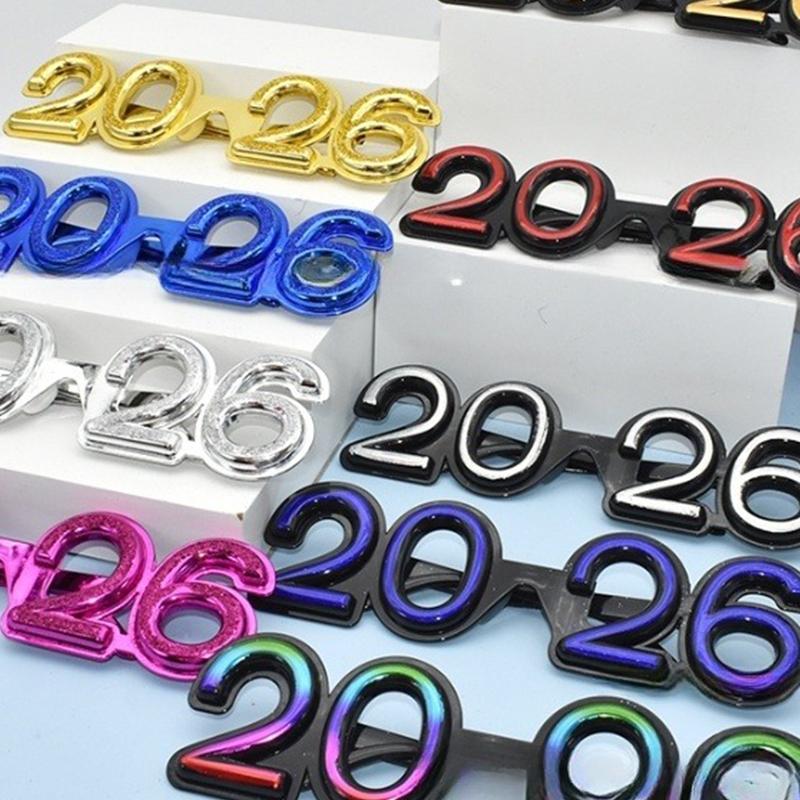 2026 Number Eyeglasses 2026 Happy  Year Glasses Diamond Glitter Sunglasses Cosplay Prop Xmas Party Decoration Funny Glasses