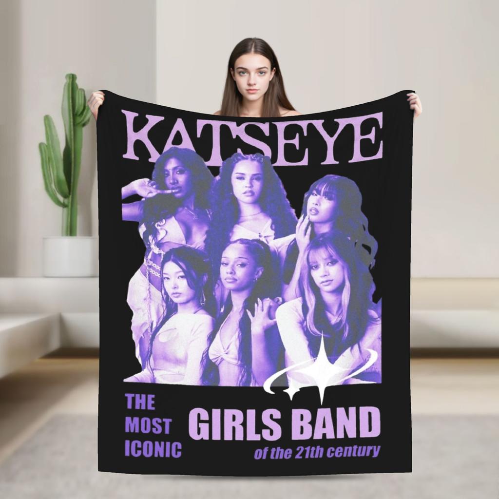 Katseye Kpop Girl Group Blanket Fleece Winter Multi-function Lightweight Thin Throw Blankets for Home Outdoor Rug Piece