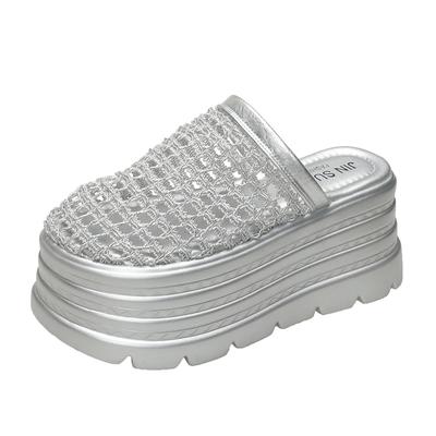 8CM Damen High Heels Sommer Damen Atmungsaktive Plateau-Slipper Klobige Sneaker Keilsandalen Pantoletten Schuhe Zandalias De Mujer