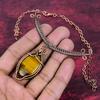 Tiger's Eye Gemstone Necklace Copper Wire Wrapped Adjustable Chain Necklace