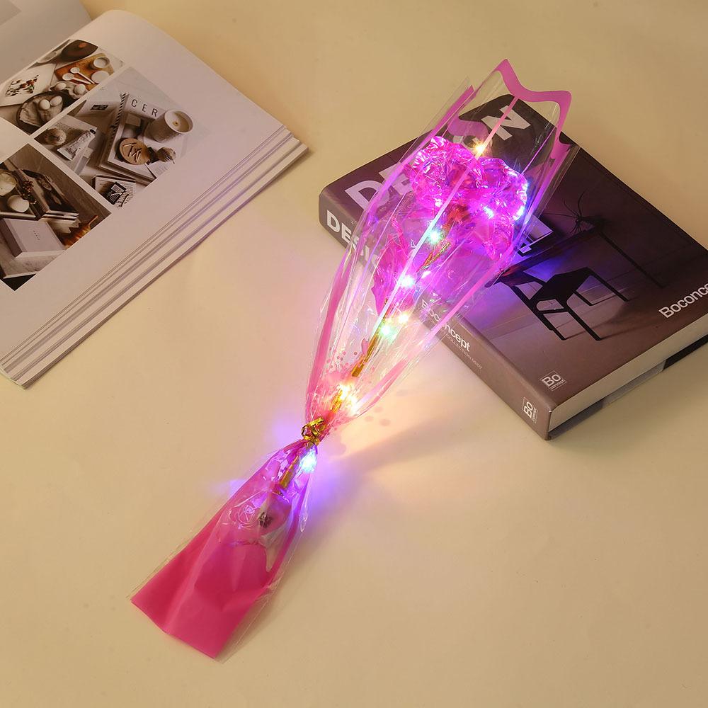 LED Goldfolienrose mit Geschenktüte Valentinstag Muttertag Lehrertag Geschenk Künstliche Blume Abschlussgeschenke für Schüler