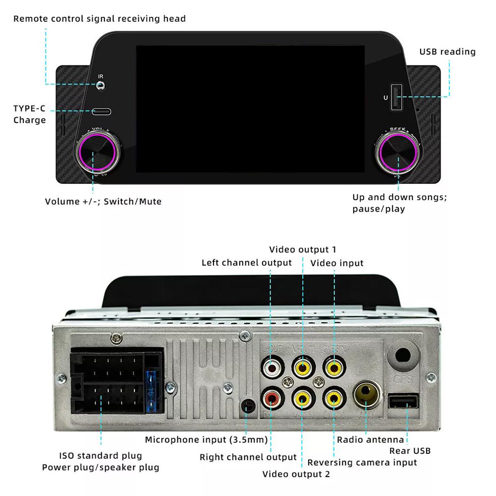 5-inch Car Wireless Compatible Or Android Auto ConnectionMP5 Smart Car Navigation Reverse Stereo Bluetooth Player Tools