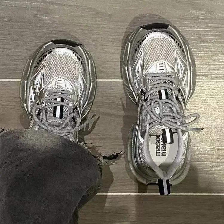 Thick-Soled Silver Dad Shoes Spring Autumn New InsTrendy Today's Popular Increased Sports Shoes Women's Running Shoes