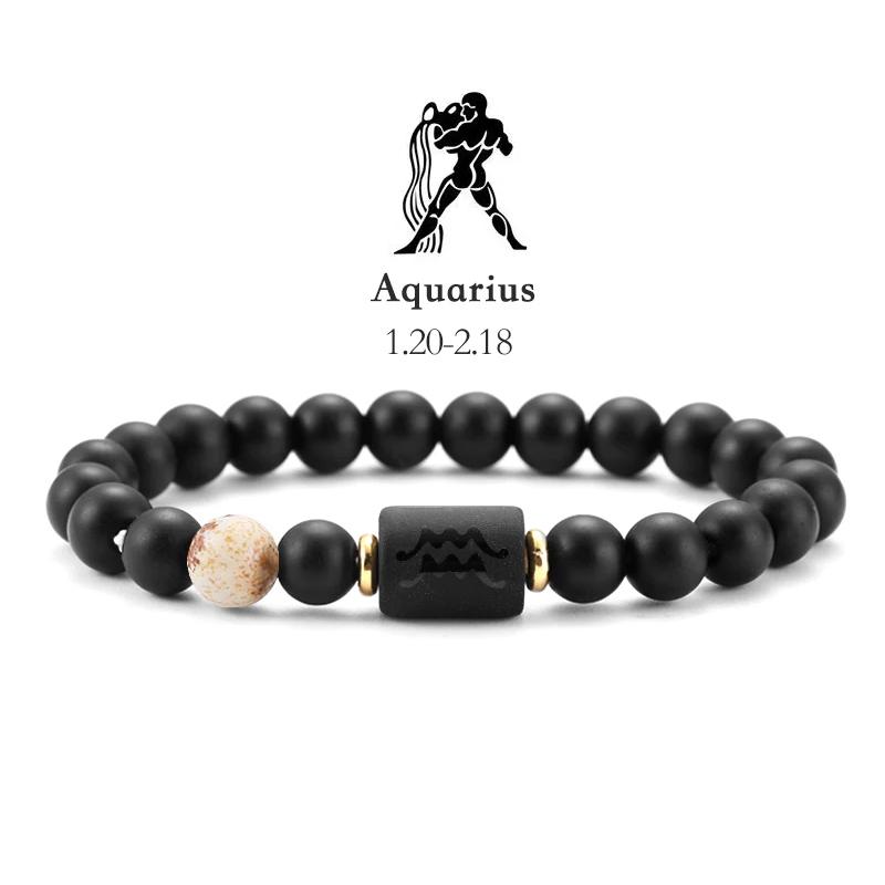 12 Zodiac Natural Stone Bracelets - Cancer, Virgo, Leo, Libra Designs, Ideal Couples & Friendship Gifts, Unisex Jewelry (Pulsera