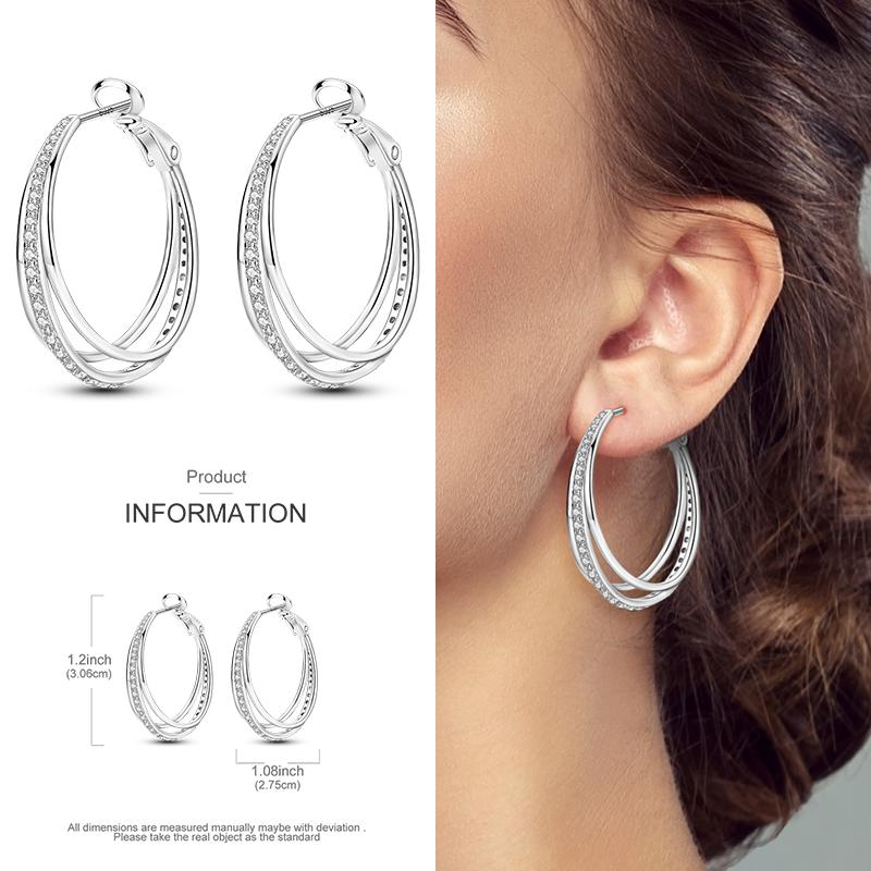 Boucles d'Oreilles Créoles en Argent 925 Zircon Coloré Boucles d'Oreilles Créoles Pavées Pour Femmes Filles Bijoux Cadeau