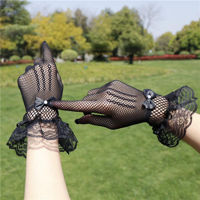 Summer Uv-proof Driving Gloves JK Mesh Fishnet Gloves Lace Full Finger Girls Lace Fashion Gloves Hand Cosplay Gloves