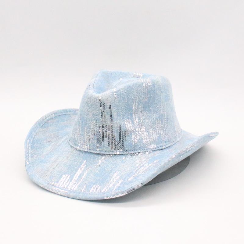 Western Cowboy Hat Sequined Versatile Jazz Hat Men'S And Women'S Shade Top Hat