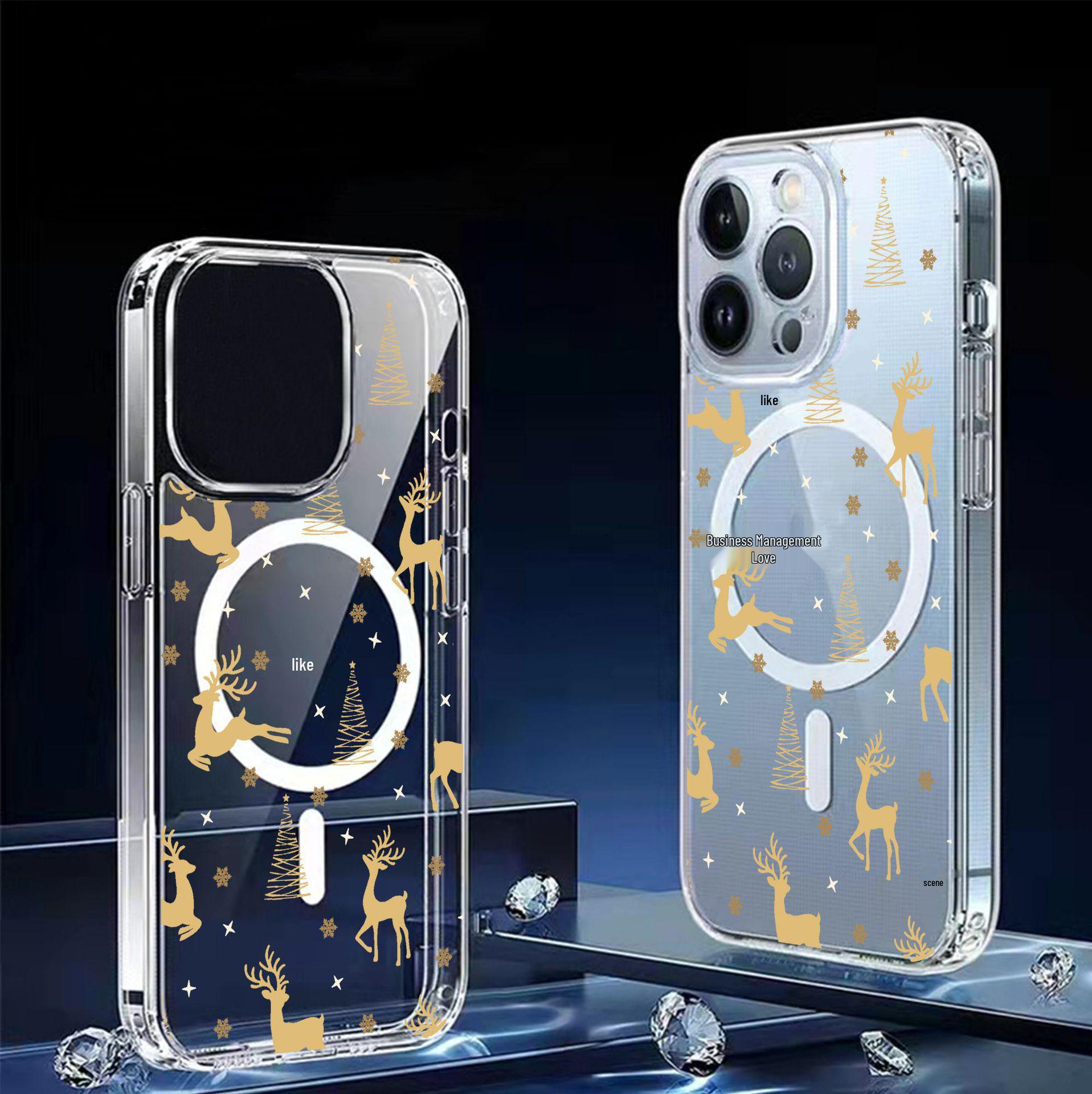 Active Deer Magnetic Full Coverage Transparent Case for iPhone 14/15/16/17 Pro Max iPhone 14 Pro
