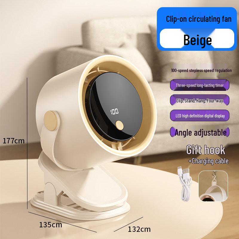 

USB Rechargeable Dorm Ceiling Fan with Clip-On Bed Curtain Mount for Students Standard