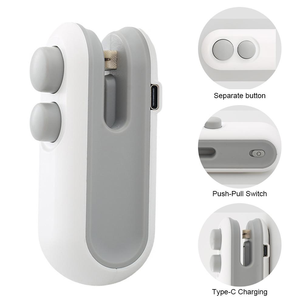 

2 In1 Mini Sealing Machine USB Charging Heat Bag Sealer Plastic Package Food Bag Closure Sealer Clip Handheld Heat Vacuum Sealer серебряный серый