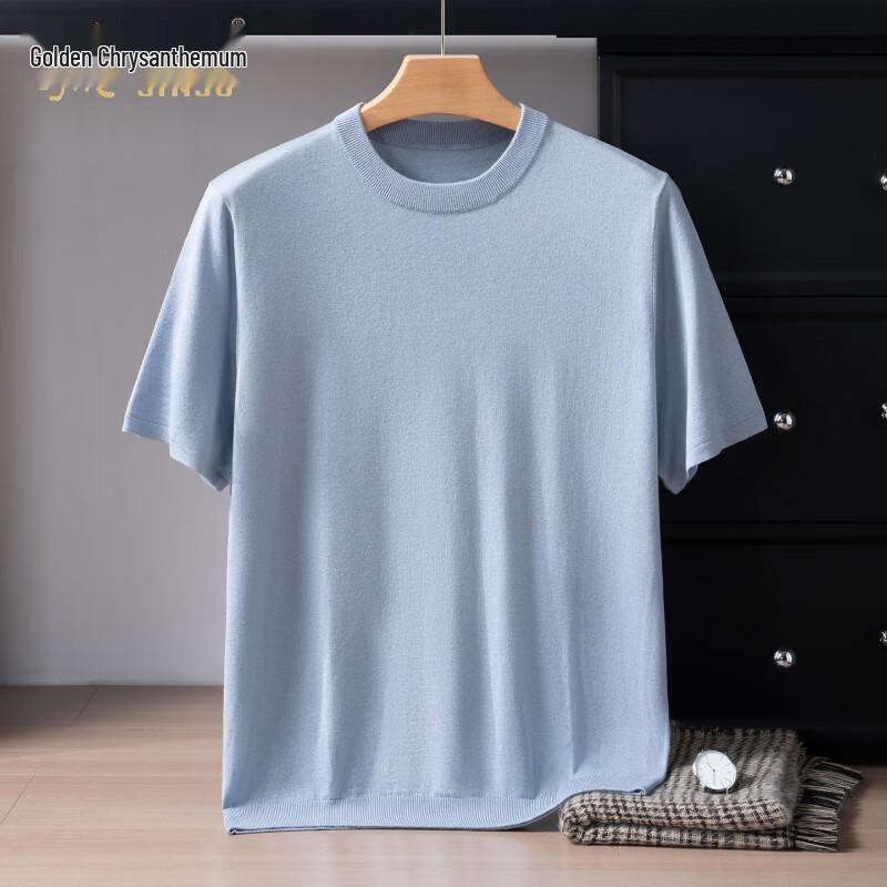 Jinjuan Men's Silk Cashmere Short Sleeve T-Shirt