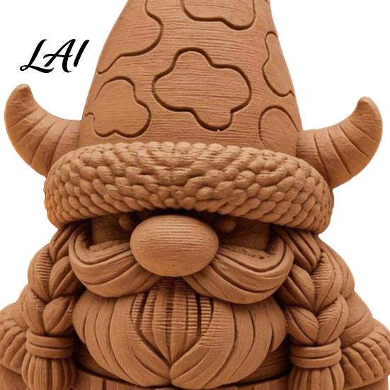 Retro Style Viking Ornament Gnome Figurine 3D Printed Cute Nordic Dwarf Ornament Whimsical Unique Collectible Little Man Desk Decor for Home Office