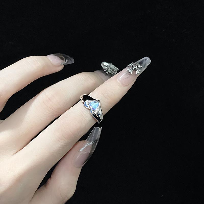Кольцо с лунным камнем, нишевый дизайн, женское, премиальное, любовь, лист, холодный ветер, холодное ощущение, открытое кольцо Adjustable opening