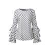 Bell Fashion Women Sleeve Loose Polka Dot Blouse Casual Ladies Shirt Tops