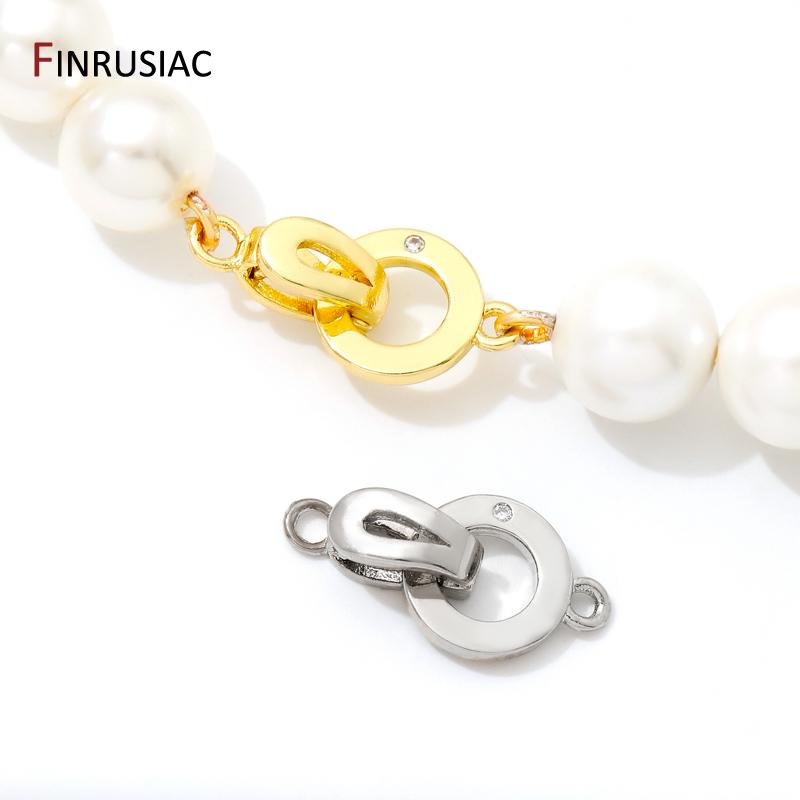 18K Gold Plated Brass Inlaid Zircon Pearl End Clasps,Fastener Connector Clasps,Locks For Jewelry,DIY Bracelet Necklace Supplies