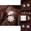 Charming Silver Plated Lotus Flower Ear Stud Earrings For Trendy Womens Fashion Jewelry