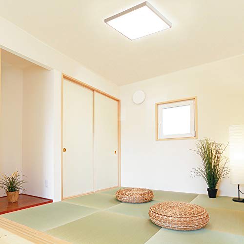 Iris Ohyama Japanese Style LED Ceiling Light Natural Wood Square Dimmable Color Adjustable Type ~8 Tatami Metal Circuit Series CL8DL-5.1JM