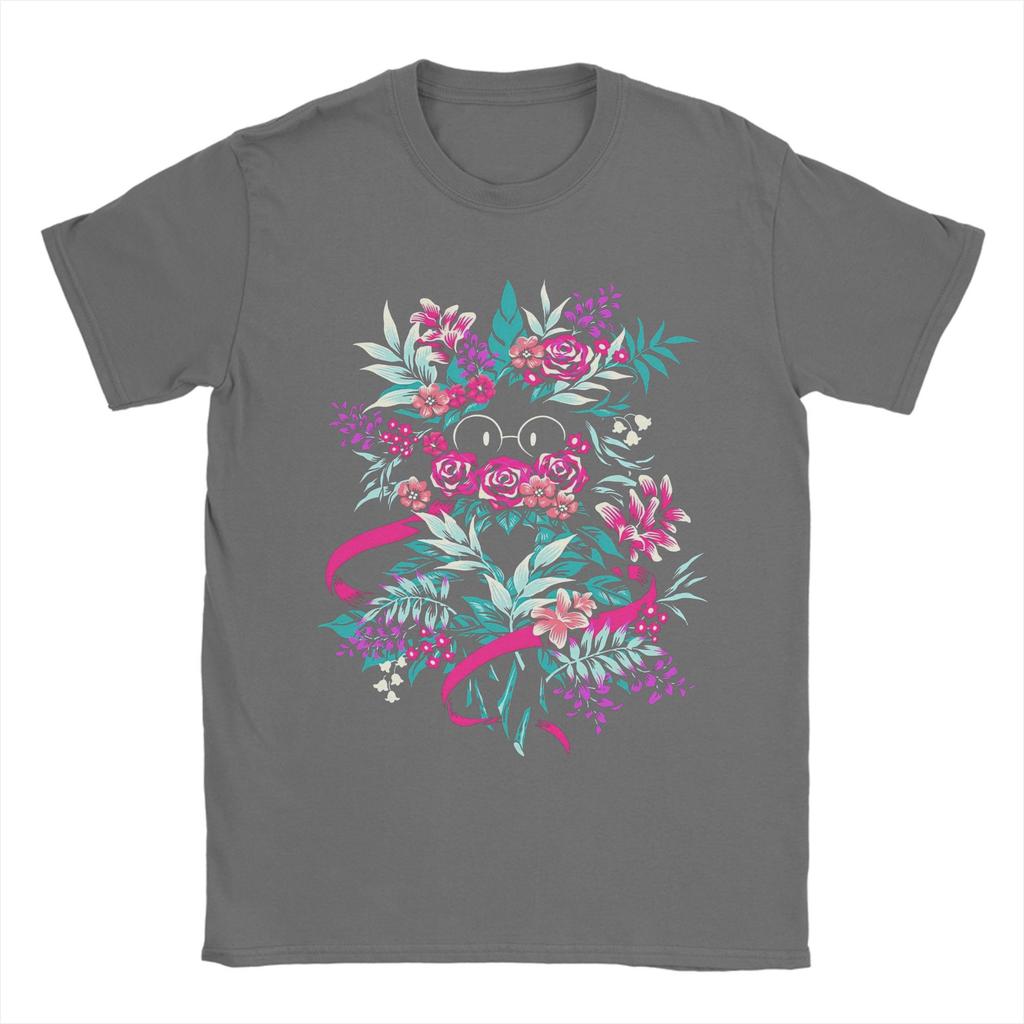 Deltarune Spamton Merch Ralsei Floral Men's T Shirts Leisure Tees Short Sleeve Round Collar T-Shirt Cotton Big Size Tops