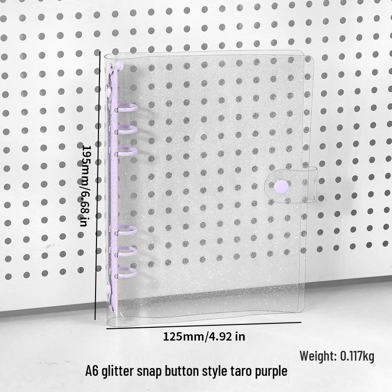 Glittery Transparent PVC 6-Ring A5/A6 Student Notebook & Journal