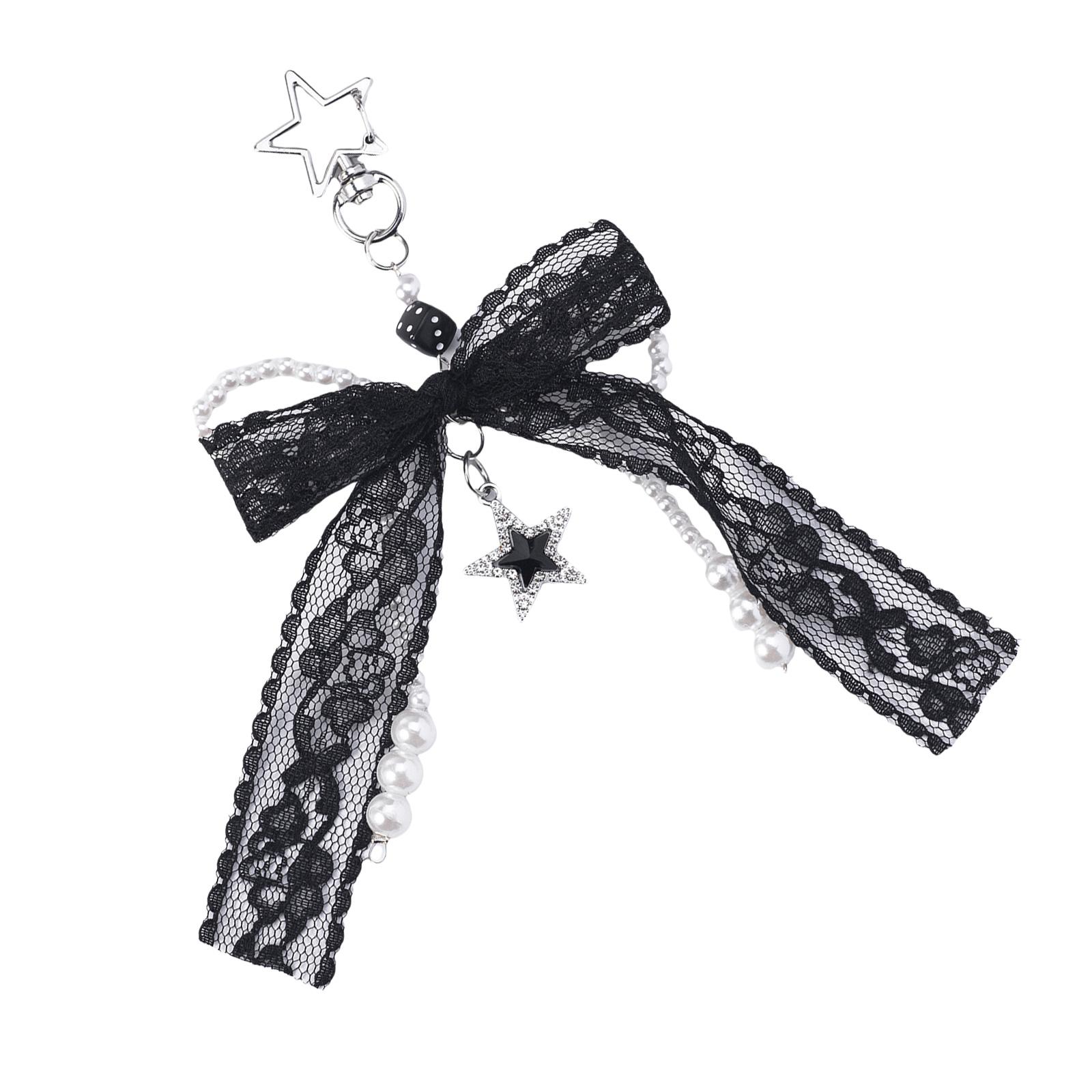 

Жемчужные бантики Подвеска-шарм для сумки Эстетичные брелоки для кошелька Брелок для женщин Рюкзак Кошелек Сумка Декор чёрный
