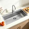 85cm Kitchen Top Mount Single Bowl Sinks, Stainless Steel Drop-In Farmhouse Basin with Accessories, Household Dishwasher Sinks for RV, Prep Kitchen,