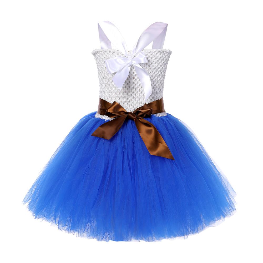 Pink Princess Tutu Dress, Retro Cowboy Denim Layered Kids Party Mesh Dress for Pretend Play