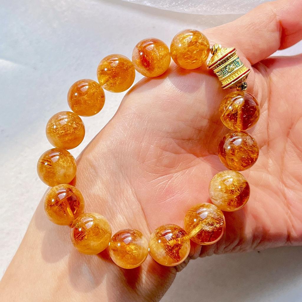12Mm Vintage High Quality Natural Caramel Honey Milk Cover Huangta Crystal Citrine Bracelet Bracelet