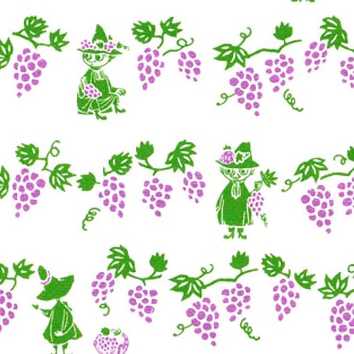 Miyamoto Towel Moomin Kitchen Cloth, Snufkin & Grape Design, Made in Japan, White, Approx. 33 x 70 cm, 06097