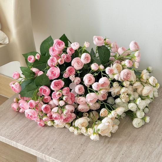 12 Head Artificial Peony Flower Bouquet Realistic Faux Silk Peony Floral Arrangement for Home Wedding Table Decoration