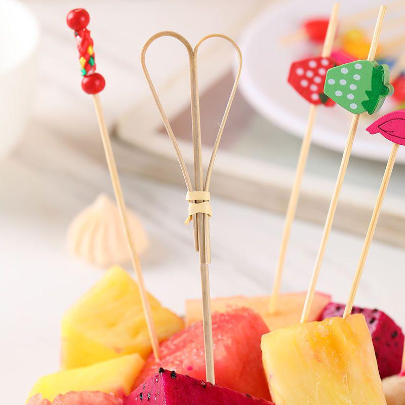 Colorful Bamboo Fruit Forks & Cocktail Skewers - Decorative & Disposable for Baking & Events