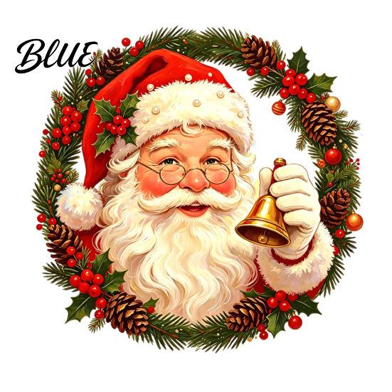 Christmas Window Clings Wreath Stickers Retro Santa Claus PVC Decals Waterproof Decorative Removable Film Static for Holiday Home Glass Doors