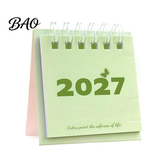 Standing Paper Memo Pad Mini Desk Calendar 2027, Jan. 2027 to Dec. Flip Small Fresh Style Office Accessory Desktop Calendar, 12 Monthly Planner