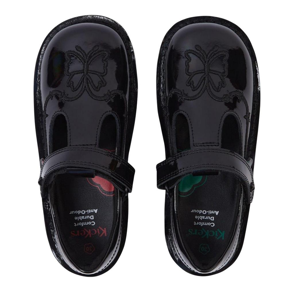 Kickers Girls Stardust Patent Leather T-Bar School Shoes