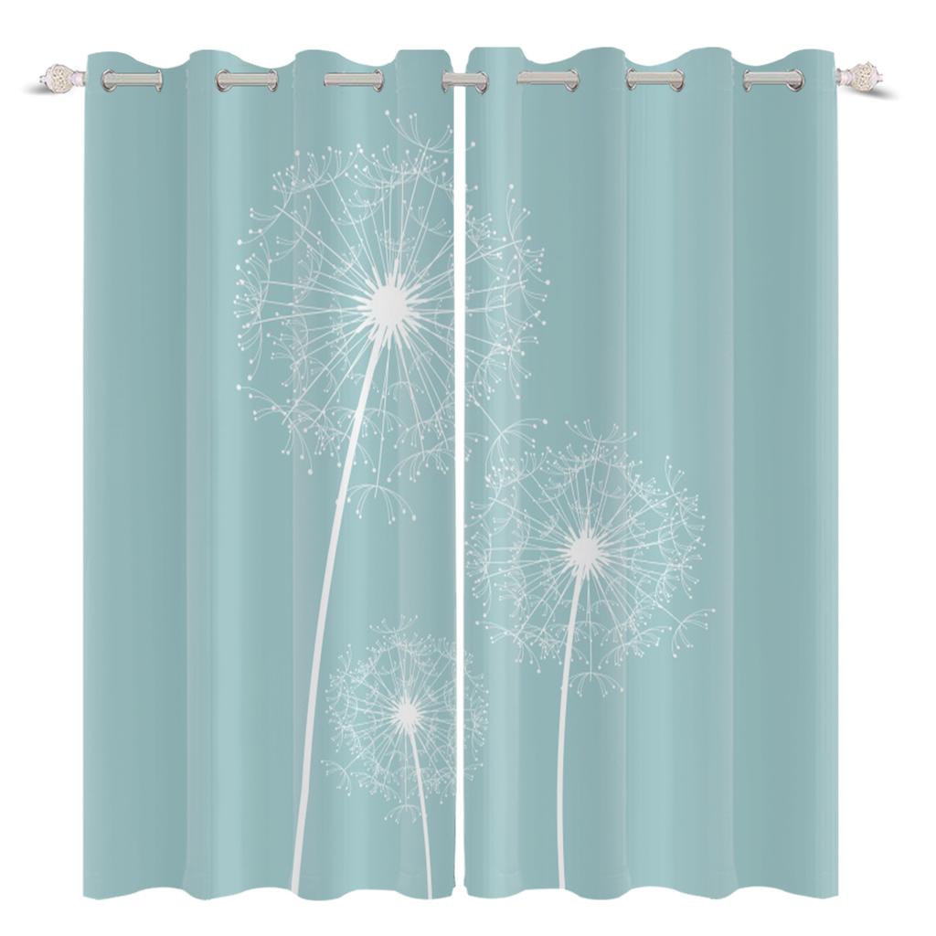 2Pcs Fresh Dandelion Pattern Blackout Curtains Home Bedroom Living Room Darkening Heat-insulating and Noise-reducing Curtain