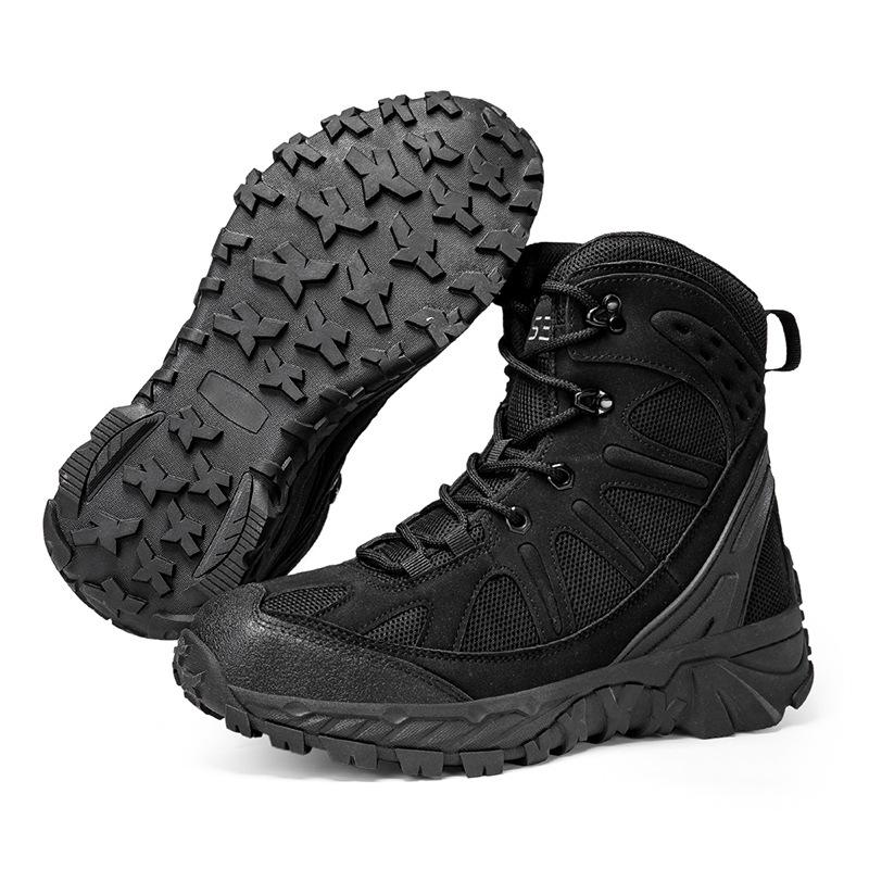 2025 Tactical Military High-Top Combat Boots - Outdoor & Desert Work Mountaineering Shoes 40 чёрный