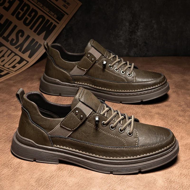 

Новые мужские повседневные туфли для путешествий, повседневные туфли для ходьбы, модные и универсальные спортивные кожаные туфли, модная рабочая обувь 44 хаки